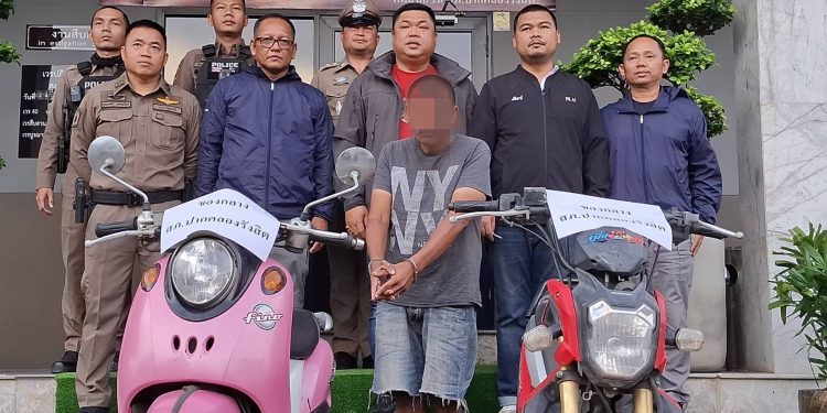 ปทุมธานี ตร ปากคลองรังสิต รวบนายแบงค์ ตระเวนเดินลักจยย.เดือนเดียว 4 คัน