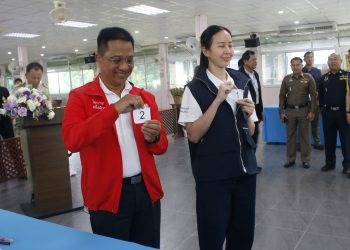 กาญจนบุรี – ทายาทรัฐมนตรีช่วยมหาดไทยลงสมัครเขต 4 แทนแข่งกับอดีตนายพลเอก!! กกต.เปิดรับสมัคร สส.กาญจนบุรี เขต 4 แทนที่ว่าง วันแรก สุดคึกคัก เพื่อไทย ส่ง เลขาธิการพรรค พร้อมอดีต รมช.คานาคม และ สจ.ทีมพลังกาญจน์ ให้กำลังใน ส่วน น้องดรีม บอกสื่อคุณพ่อให้พรมาแล้ว และมี สส.กุ๊ก และชาวบ้าน พร้อมมั่นใจทั้ง 2 ฝ่าย