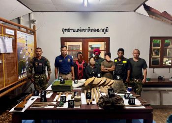 กาญจนบุรี – แก๊งพม่าลักลอบขุดเจาะภูเขาป่าต้นน้ำชั้น 1 A ร่อนหาทองคำคอตก