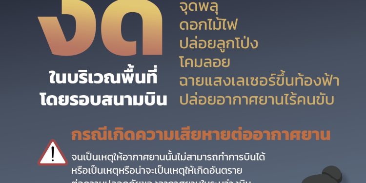 ท่าอากาศยานสุวรรณภูมิรณรงค์งดปล่อยโคมลอย พลุ ดอกไม้ไฟ หรือฉายแสงเลเซอร์ขึ้นท้องฟ้า ช่วงเทศกาลลอยกระทง เพื่อความปลอดภัยทางการบิน