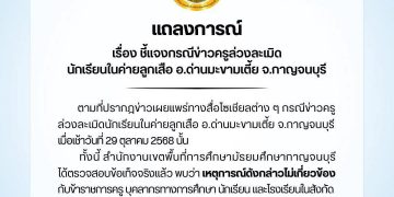 กาญจนบุรี - ว่อนในโลกโซเชียล! เปิดข้อเท็จจริง คดีครูชายหื่นชำเราเด็กชายอายุ 14 ปีที่ค่ายลูกเสือ อ.ด่านมะขามเตี้ย จ.กาญจนบุรี ที่แท้เป็น รร.ใน กทม.นำนักเรียนมาเข้าค่ายลูกเสือระหว่างวันที่ 13-15 ม.ค.68 32 กาญจนบุรี – ว่อนในโลกโซเชียล! เปิดข้อเท็จจริง คดีครูชายหื่นชำเราเด็กชายอายุ 14 ปีที่ค่ายลูกเสือ อ.ด่านมะขามเตี้ย จ.กาญจนบุรี ที่แท้เป็น รร.ใน กทม.นำนักเรียนมาเข้าค่ายลูกเสือระหว่างวันที่ 13-15 ม.ค.68