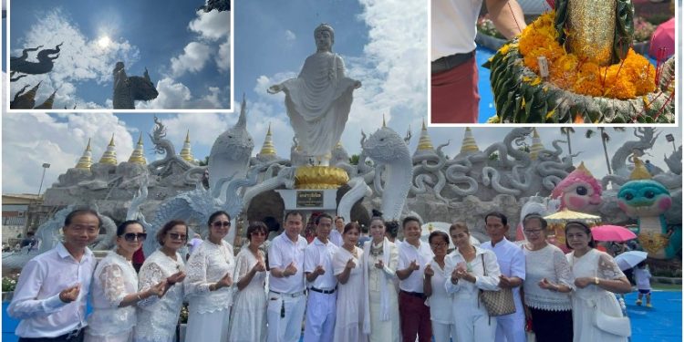 ปทุมธานี บวงสรวงพญานาค“ตะลึง”เกิดรุ้งกินน้ำขึ้นรอบดวงอาทิตย์เชื่อเป็นมงคลวันดีวันมงคล