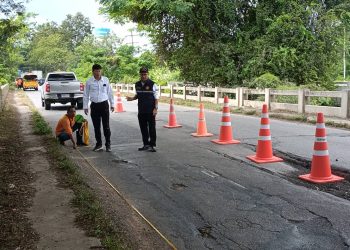 ปราจีนบุรี สะพานยุบตัวแขวงการทางปิดช่องการจราจรเร่งซ่อมแซมด่วน