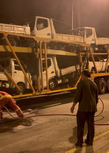 รถเทลเลอร์บรรทุกรถเก่าขายเมียนมาไฟไหม้