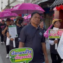 ชัยนาท กกต.ชัยนาทผนึกมวลชนบุกตลาดวัดสิงห์รณรงค์โค้งสุดท้ายเลือกตั้ง18อบต.คุมเข้ม163เขต8อำเภอ