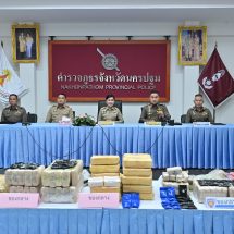 ผู้ว่าฯ ผู้การฯ นครปฐม จับมือแถลงทลายเครือข่ายยานรก ได้ยาบ้า 8.82 แสนเม็ด