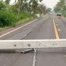 สกลนคร จนท.ไฟฟ้าระดมสรรพกำลังเครื่องมือพร้อมอุปกรณ์ซ่อมหลังงายุพัดโค่นเสาไฟฟ้า 15 ต้น