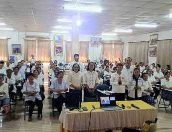 สถาบันพลังจิตตานุภาพสาขา 125 มหาวิทยาลัยมหาสารคามรวมพลังทีมวิทยากรจัดอบรมชินสาสมาธิการทำสมาธิเพื่อชนะใจตนเองที่โรงเรียนผู้สูงอายุเทศบาลตำบลเขวาอำเภอเมืองจังหวัดมหาสารคาม