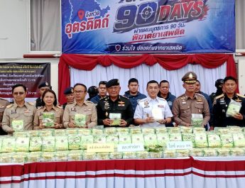 จังหวัดอุตรดิตถ์ตำรวจภูธรจังหวัดอุตรดิตถ์ ปปส.ภาค 6แถลงผลการจับกุม/สกัดกั้นการลำเลียงยาเสพติด ในห้วงระดมกวาดล้างยาเสพติด Operation 90 Day ผ่าแผนยุทธการ 90 วัน พิฆาตยาเสพติด