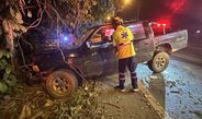 กระบะ 4 ประตูเสียหลักชนต้นไม้ริมถนนสายน่าน–สันติสุข คนขับวัย 66 ปี ติดภายใน กู้ภัยเร่งช่วยนำส่งโรงพยาบาล