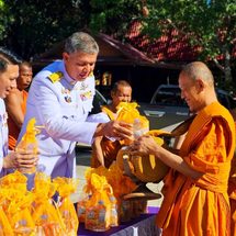 กาญจนบุรี : อำเภอบ่อพลอย ร่วมกับ อบต.หนองกุ่ม จัดกิจกรรม ครบ 100 วัน (สตมวาร)
