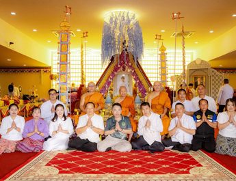 พิธีเจริญพระพุทธมนต์สืบพระชาตาหลวง ถวายเป็นพระกุศล “พระองค์เจ้าสิริภาจุฑาภรณ์” พร้อมร่วมยินดีส่งมอบหนังสืออนุญาตใช้พื้นที่ป่าสงวนฯ สร้างวัดกิ่วกาญจน์
