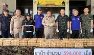 กกล.สุรศักดิ์มนตรี ร่วมหน่วยงานความมั่นคง แถลงผลการตรวจยึดยาบ้าเกือบ 6 แสนเม็ด คาริมโขงบ้าน